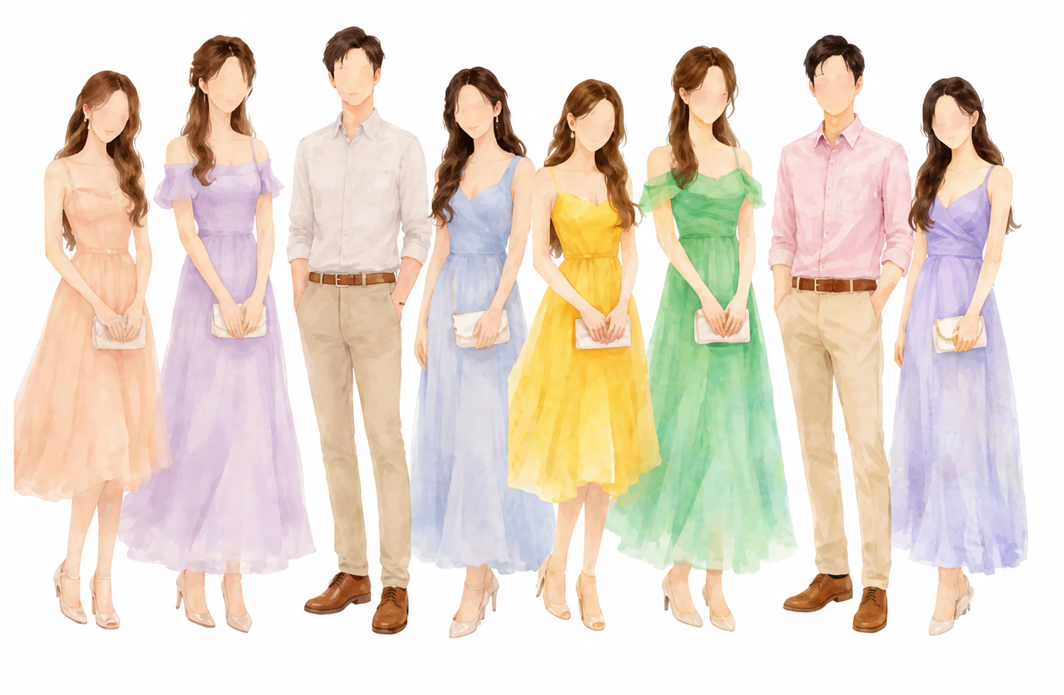 Semi-formal guest attire inspiration in pastel shades